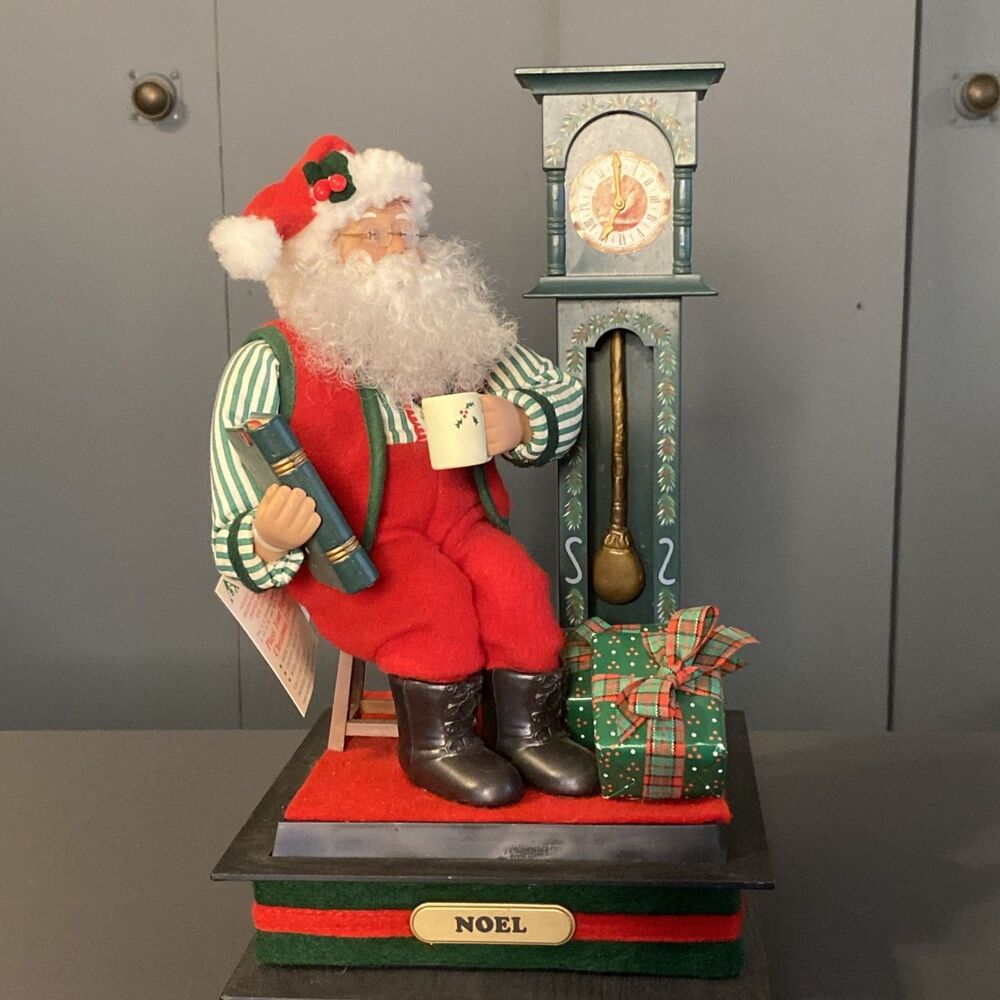 Vintage Holiday Creations Holiday Scene Noel Santa Claus Clock Musical Christmas